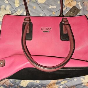 GUESS Vibrant Pink and Black Tote
